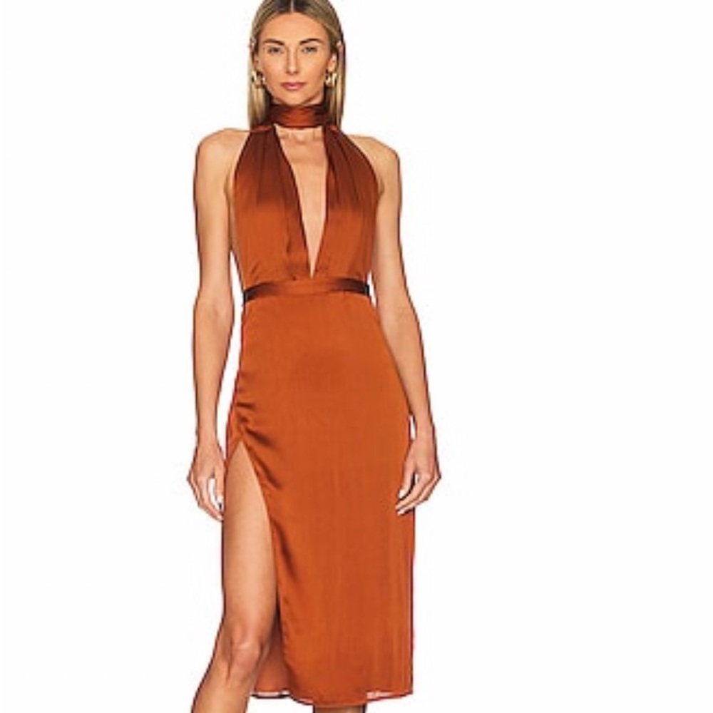 Caramel midi dress